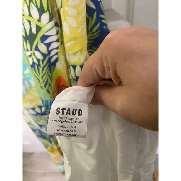 Staud Coliseum Tropical Printed Linen Cutout Maxi Dress Size 2 - Picture 11 of 12